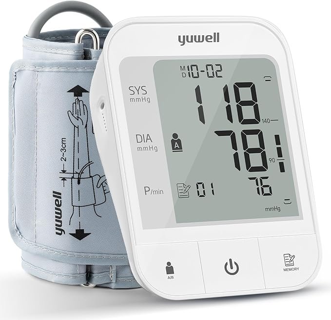 yuwell Blood Pressure Monitor, Extra Large Upper Arm Cuff, Digital Blood Pressure Machines for Home Use, Arm Bp Monitor with Large Display, Dual Power Options (YE670A with USB Cable)
