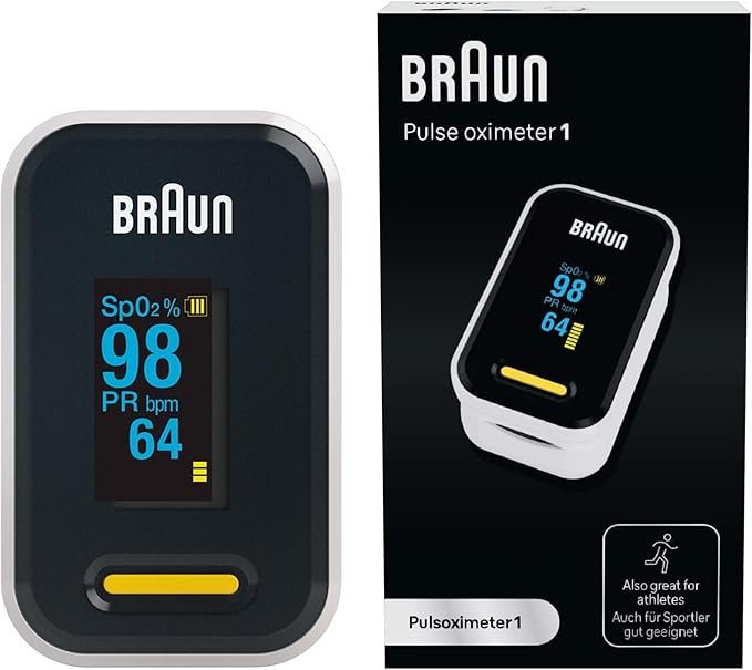 Braun Pulse Oximeter 1 - Accurate Blood Oxygen Finger Monitor - Easy-to-use at Home - For COPD, Pneumonia, Sleep Apnea Sufferers - Great for Athletes- YK-81CEU