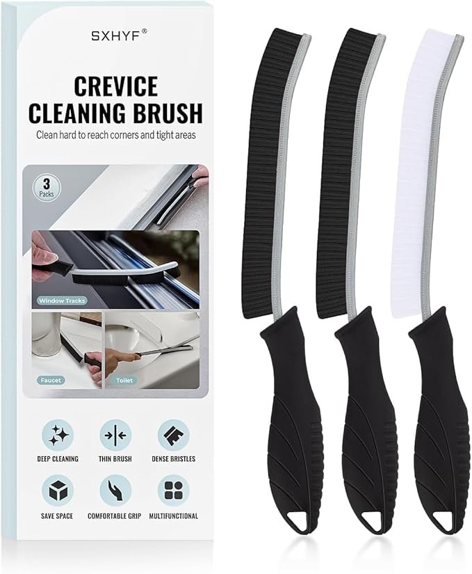 SXhyf Cleaning Brush - Hard Bristle Crevice Cleaning Brush UK, Multifunctional Gap Cleaning Scrub Brush, Grout Brush, Cleaning Products for Household Use, Home, Kitchen, Bathroom, Window, Vehicle