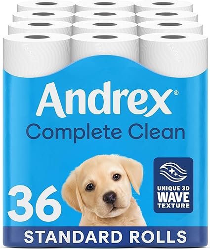 Andrex Complete Clean Toilet Roll 36 Rolls (Previously Andrex Classic Clean Toilet Tissue) Unbeatable Toilet Paper with Unique 3D Wave, FSC Certified