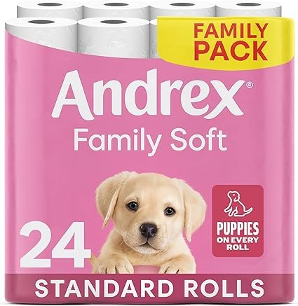 Andrex Family Soft Toilet Paper 24 Rolls (Previously Andrex Gentle Clean) Gentle on your Family's skin– Pack of 24 Toilet Rolls, 170 sheets Per Roll, FSC Certified